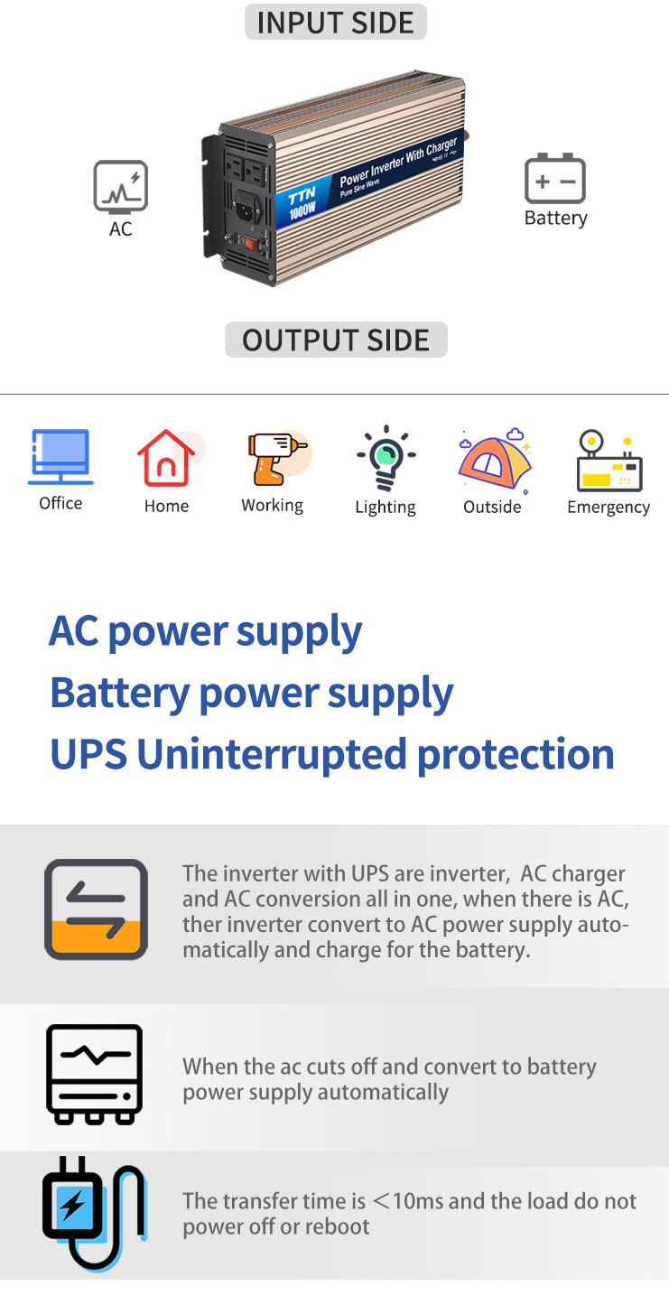 High Power Inverter 2000W Intelligent Solar Inverter With Lcd Digital Display