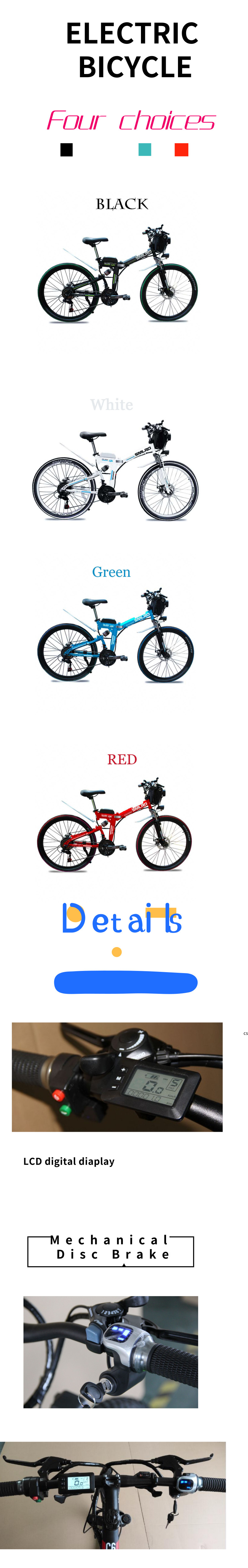 White 26 Inch Folding Electric Bike 350W 48V 10AH 35 Km/H Max Speed
