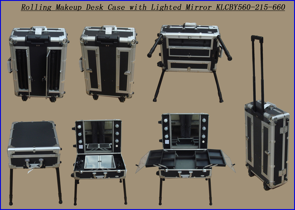 Portable Vanity/dressing Desk Case with Lighted Mirror KLCBY560-215-660