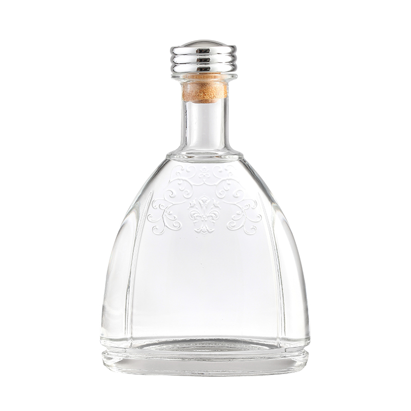 Glass Collar Material Clear 500ml 750ml Whisky Rum Gin Tequila Liquor Bottle with Cork