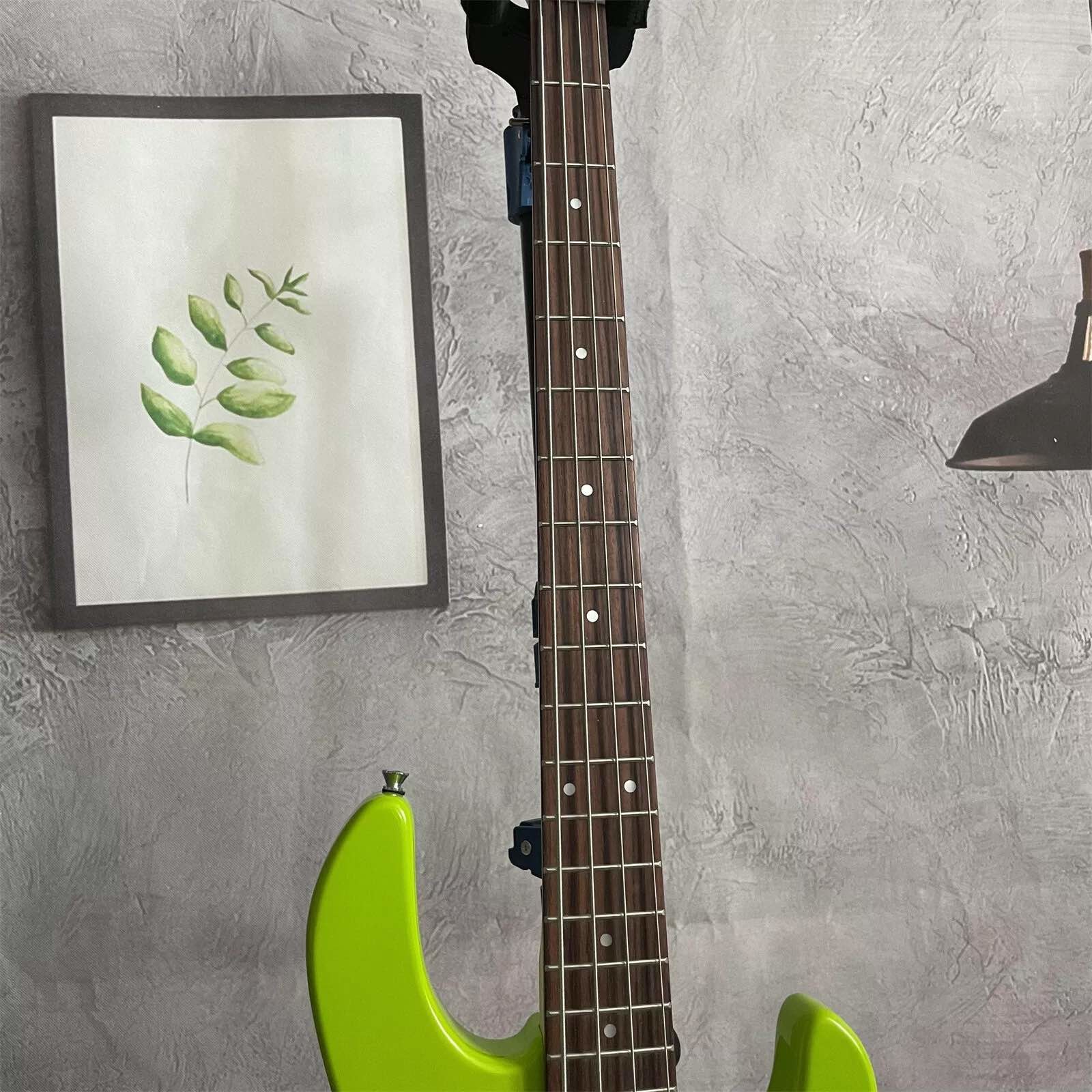 Custom 4 Strings Stingray Electric Bass Guitar in Green with White Pickguard Rosewood Fretboard