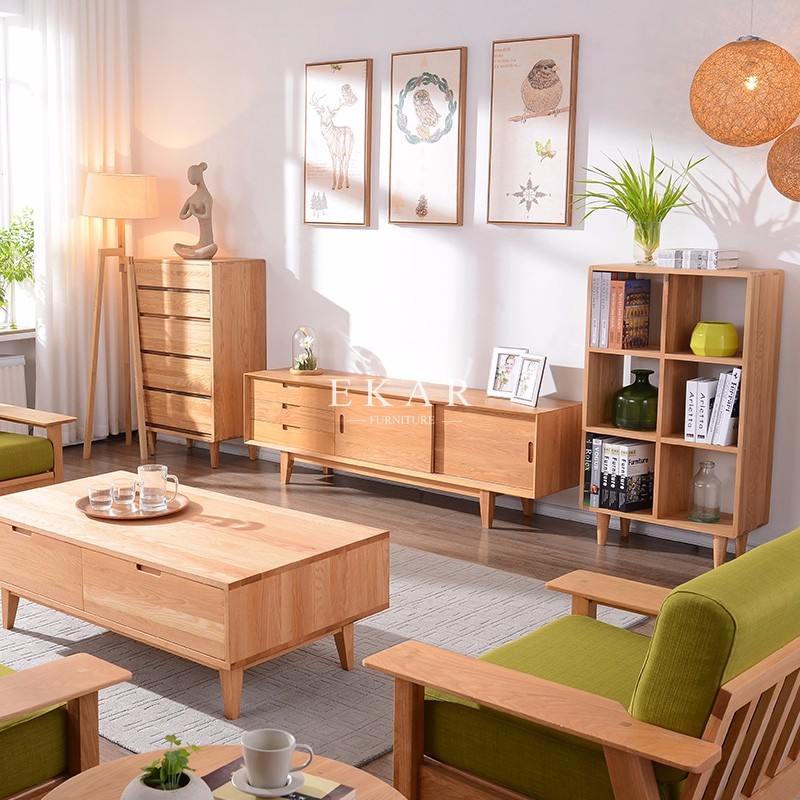 Nordic Simple Sliding Doors New Model Oak Wood Modern TV Stand