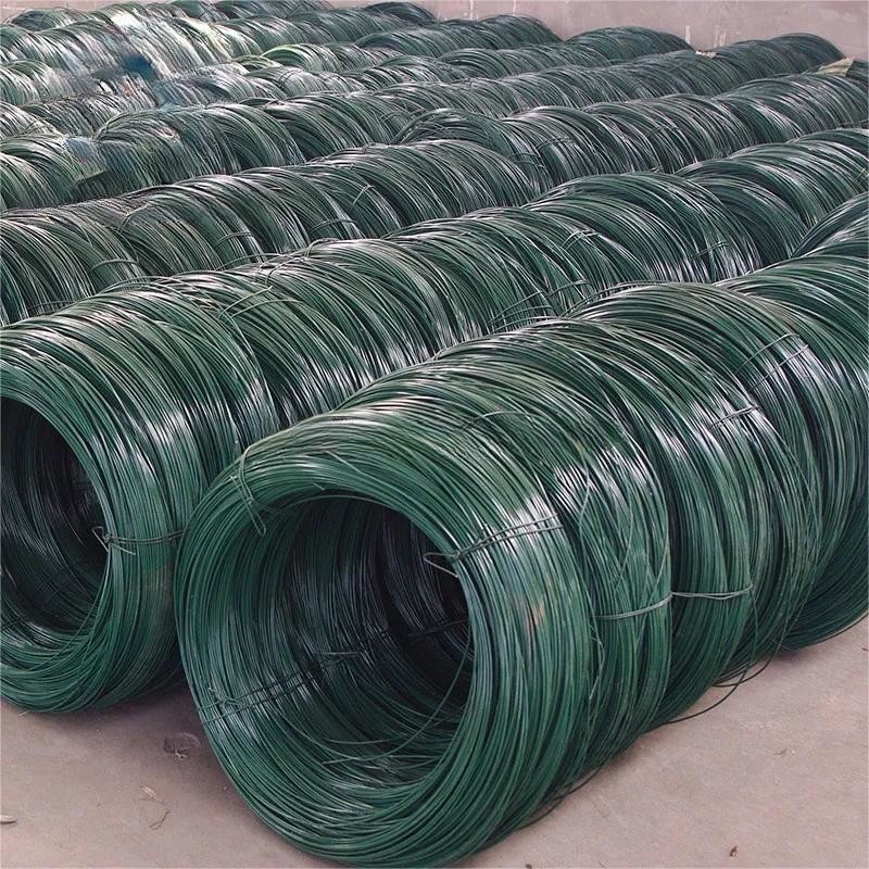Color Green Pvc Coated Galvanized Iron Wire , 1.2mm Plastic Coated Binding Wire