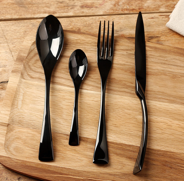 NEWTO Stainless Steel Black Flatware/Wedding Cutlery/Colorful Banquet Tableware