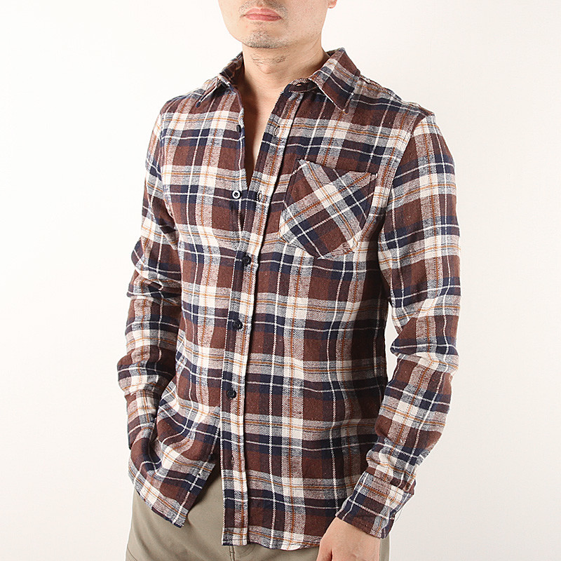 7 Colors Cotton Long Sleeve Mens Casual Plaid Shirts