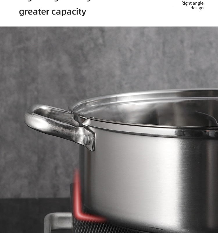 High Quality 18/8 Stainless Steel Pot Weldless Hot Pot Two-flavor Soup Pot Induction Cookware With Glass Lid