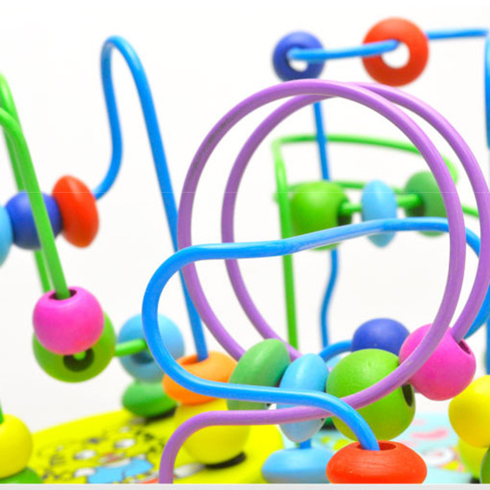 Big Bricks 9.3cm Wooden Around Beads Toy Colored ISO9001