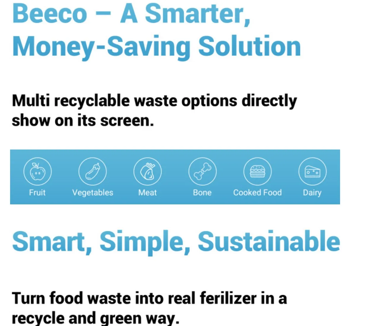 Smart Energy Saving Electric Countertop Compost Bin Kitchen Composter Machine