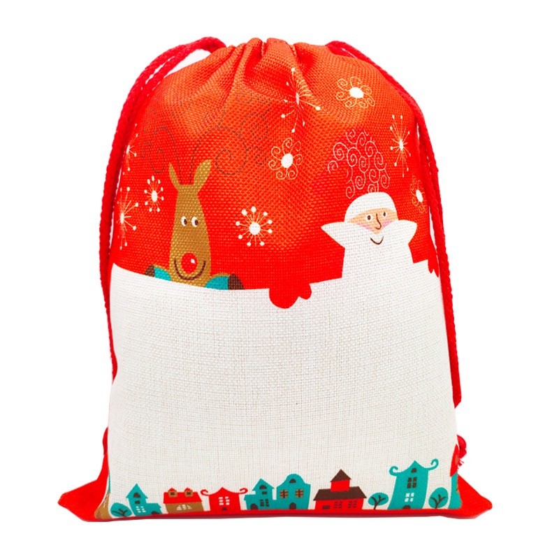 Large Linen Santa Sack For Christmas Blank Sublimation Candy Bag In Stock