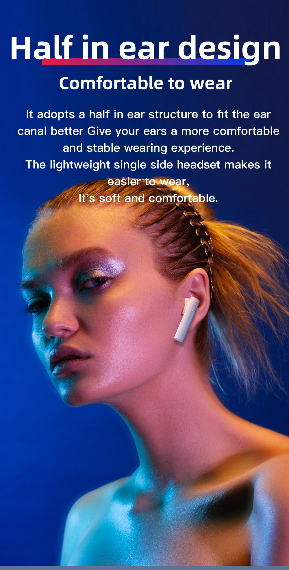 5.0 EDR 10m Wireless Bluetooth Earphones With Mic Touch Control Handsfree