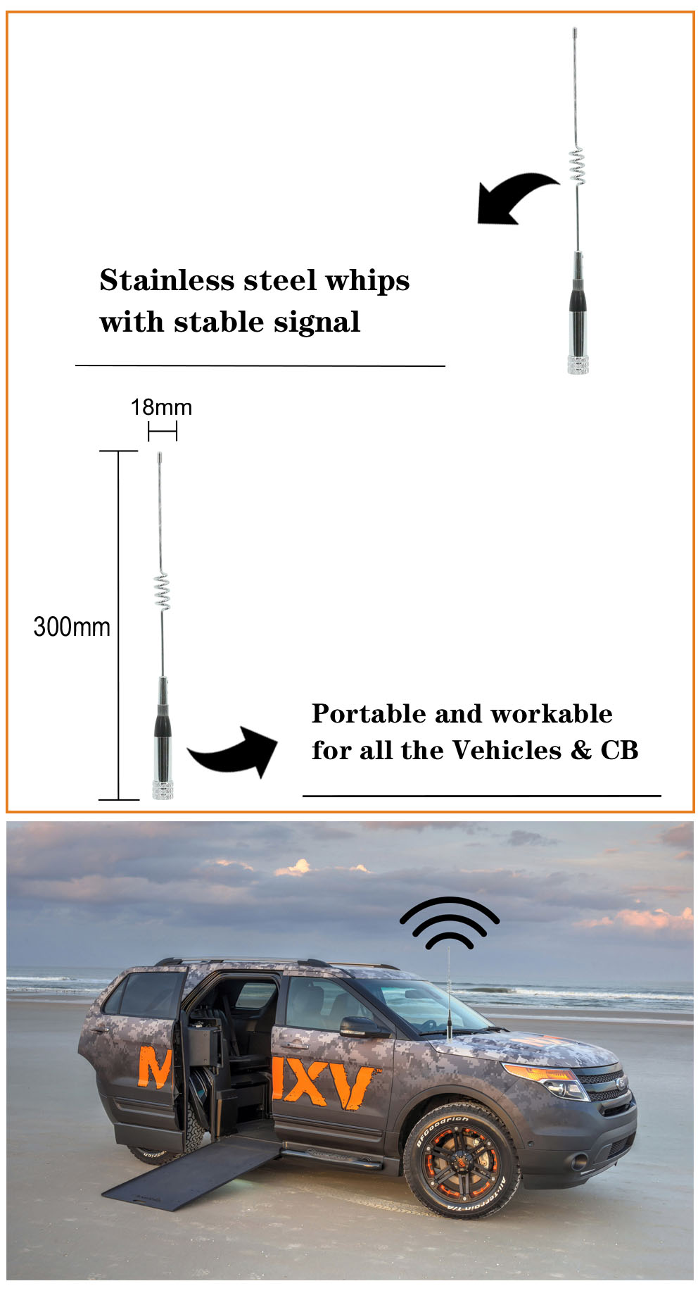 144 / 430Mhz 300W Walkie Talkie Long Range Antenna Omni Directional