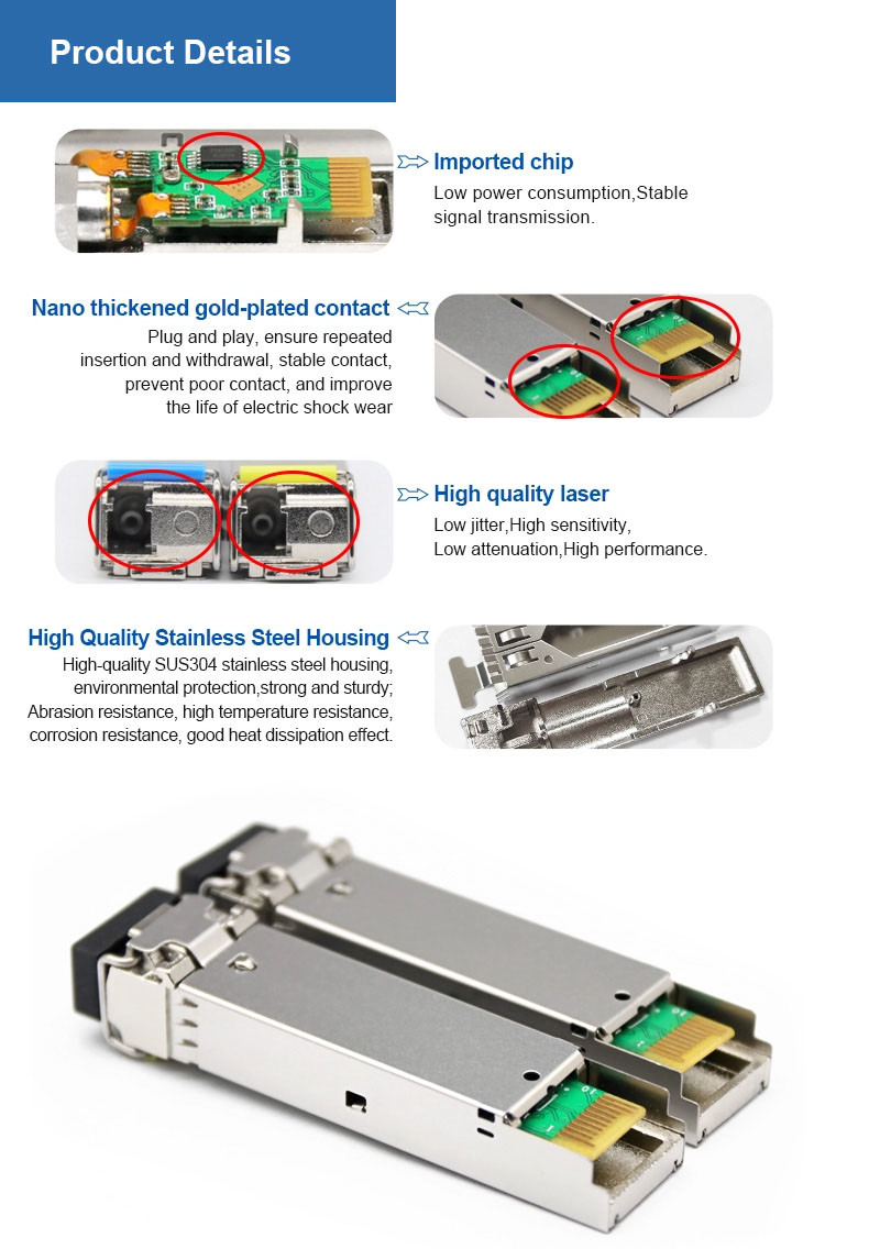 Bidi 10g Sfp+ Er , 10gb Single Mode Sfp Metal Enclosure Lead Free