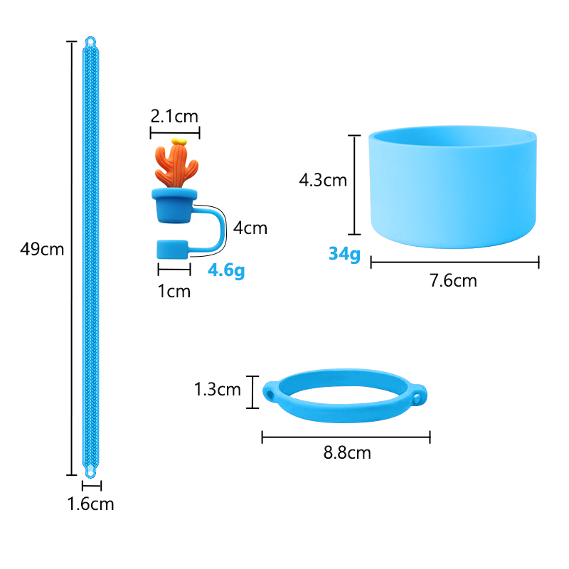 30oz 40oz Tumbler with Handle Anti-scratch Silicone Cup Sleeve and Anti-slip Water Bottle Handle Strap