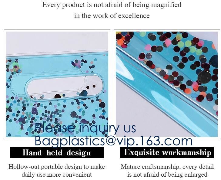 Waterproof All Over Printing PVC Coating Tote Shoulder Fabric Shopping Bag With Gusset And Lining,Jelly Clear Plastic PV