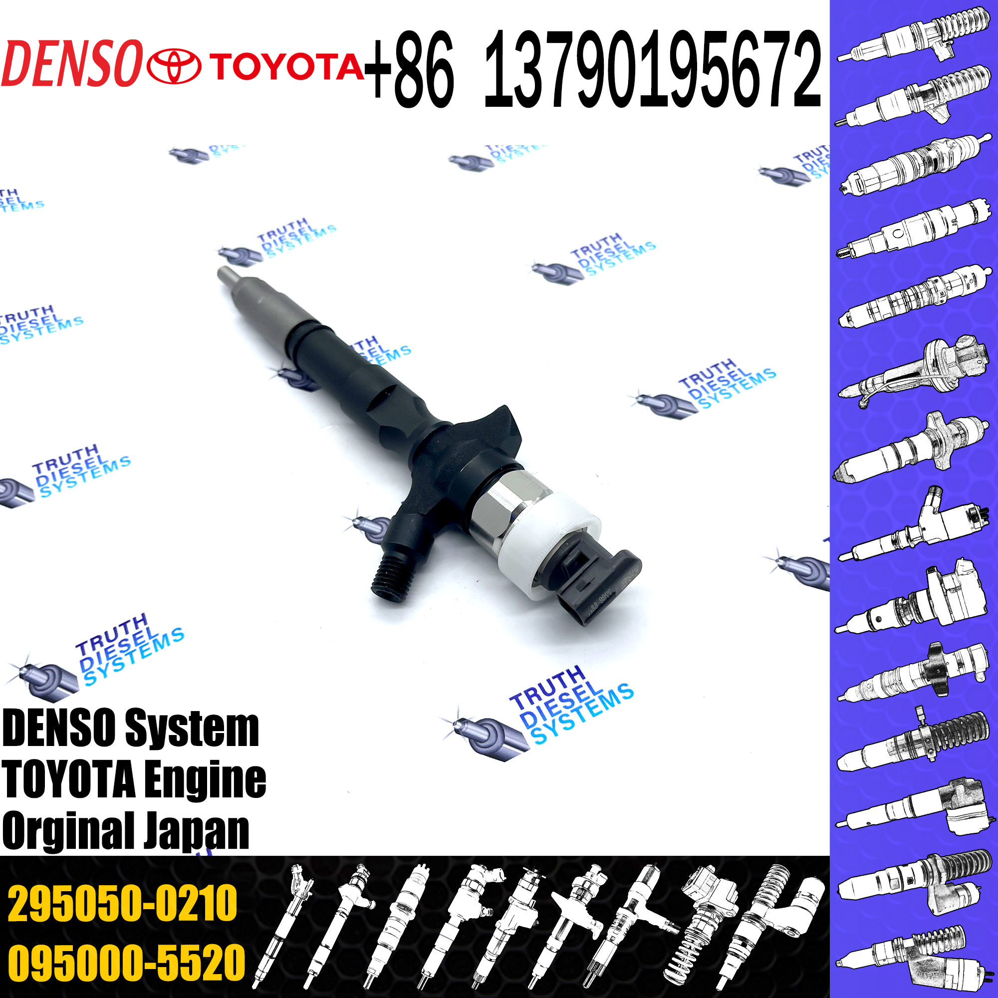 295050-0470 Common rail fuel injector , 295050-0210 for TOYOTA 1KD-FTV 23670-39255, 23670-30410, 23670-39355