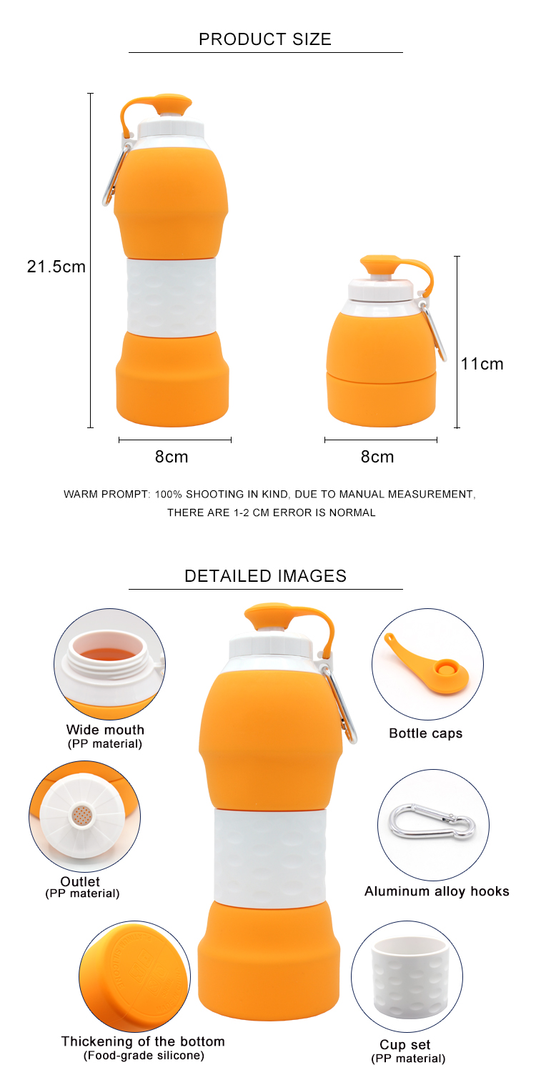 Eco Friendly 580ML Unique Squeeze Silicone Sports Bottle