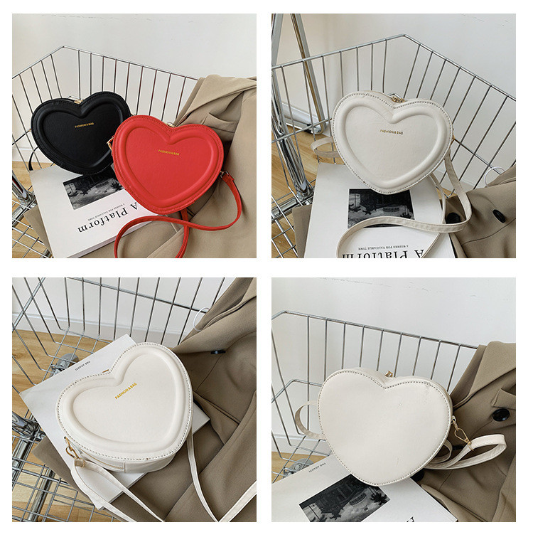 Women Heart Shape Small Leather Crossbody Bag With Shoulder Strap