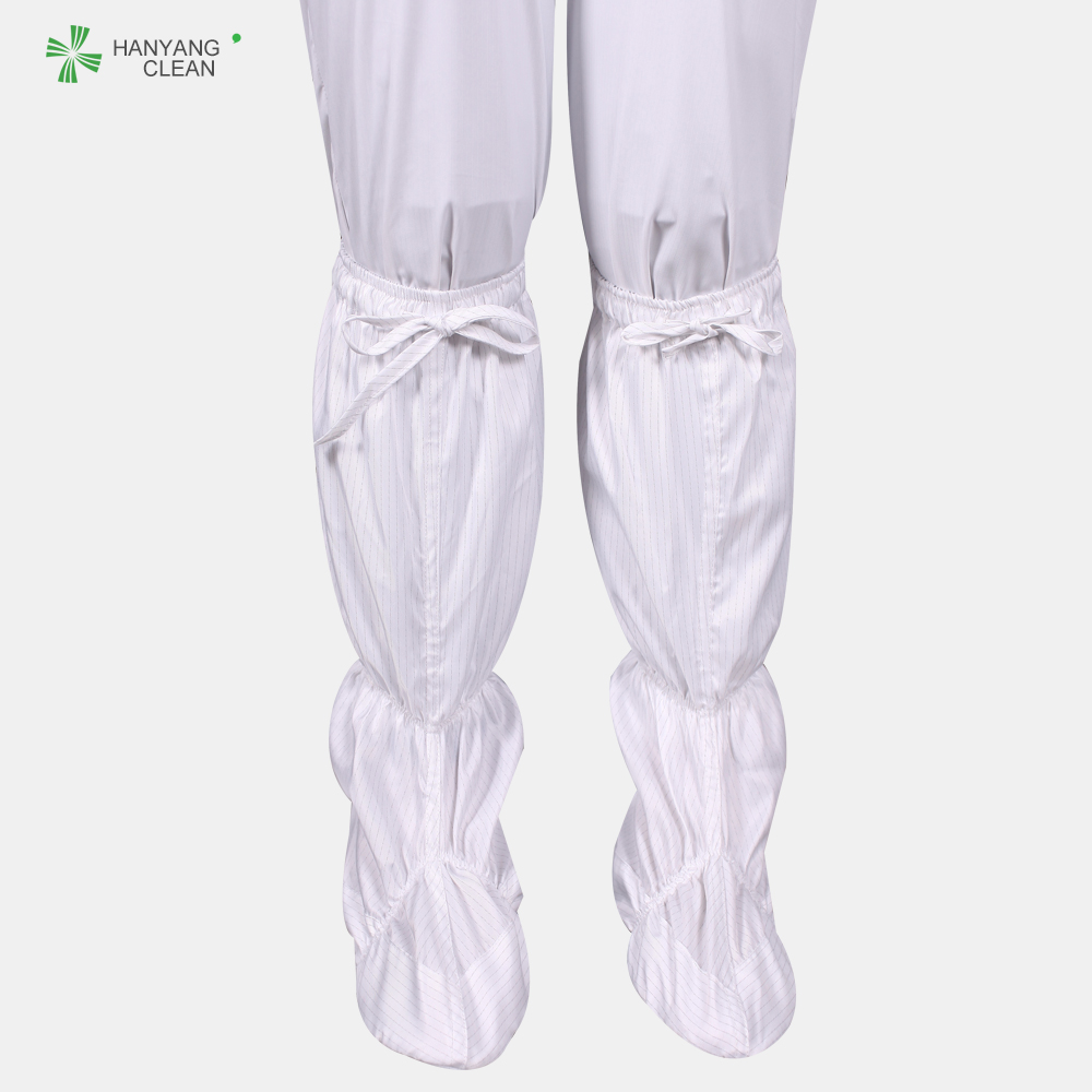Unisex White Cleanroom Anti Static Boots With Drawstring Boot Leg