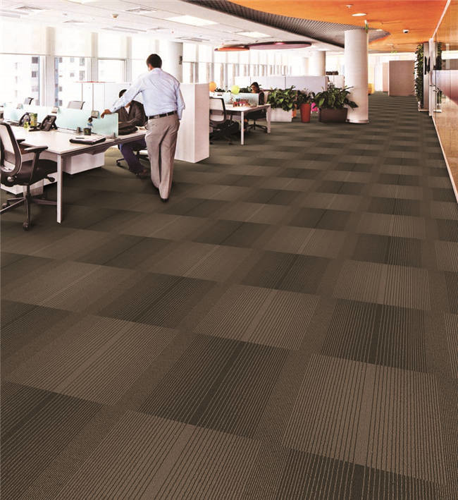 Indoor Carpet Squares / Striped Carpet Tiles Pvc With Fiberglass Backing