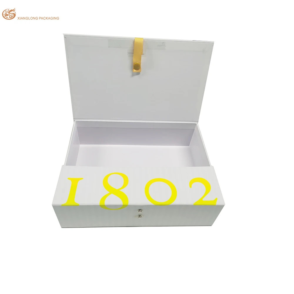 Custom Logo Metallic Button Closure Gift Paper Box Double Door Skin Care Paper Box With Embossed Logo