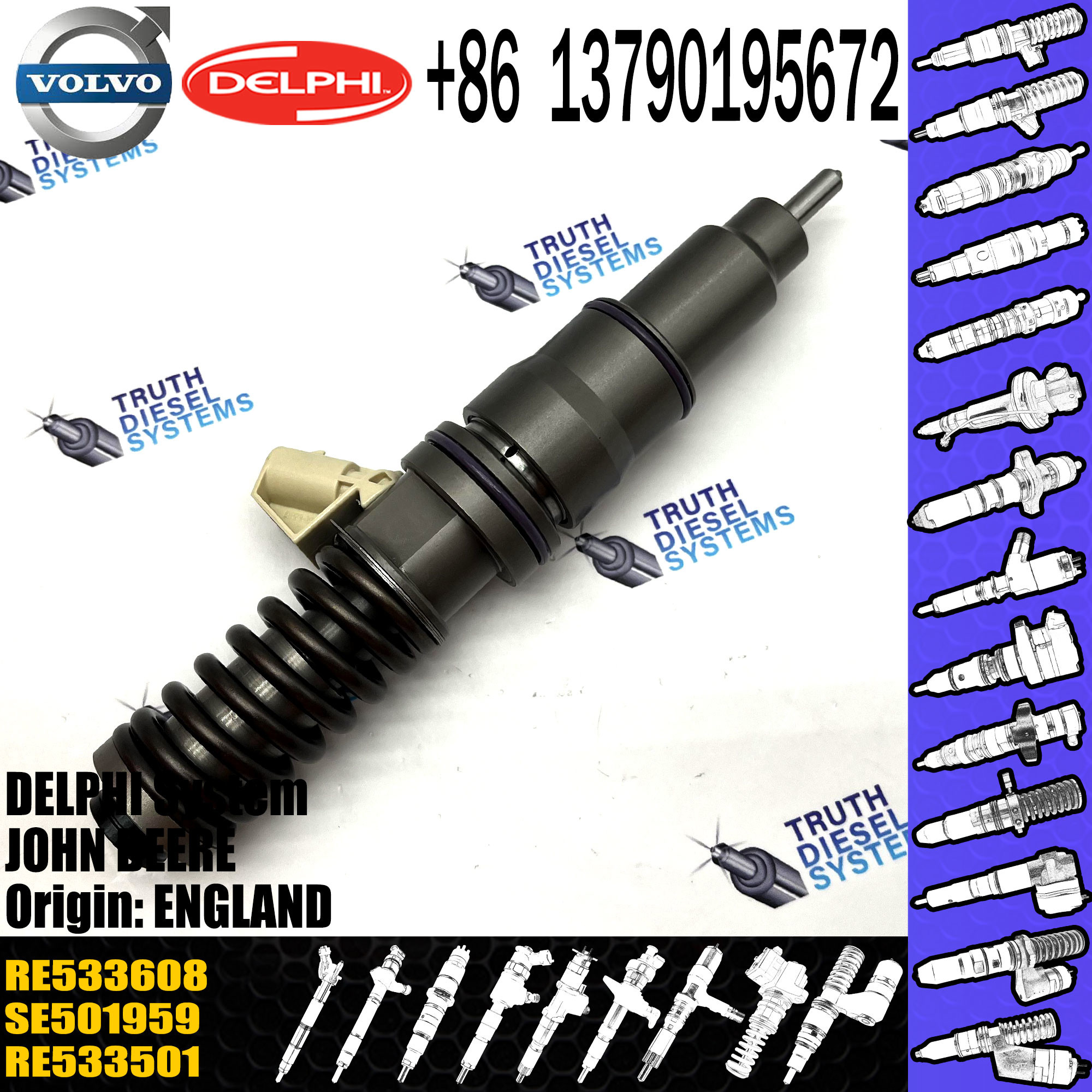 Common Rail Injector 3586247 BEBE4C15001 BEBE4C10001 RE533608 33800-82700 for VOL 9.0 LITRE TRUCK