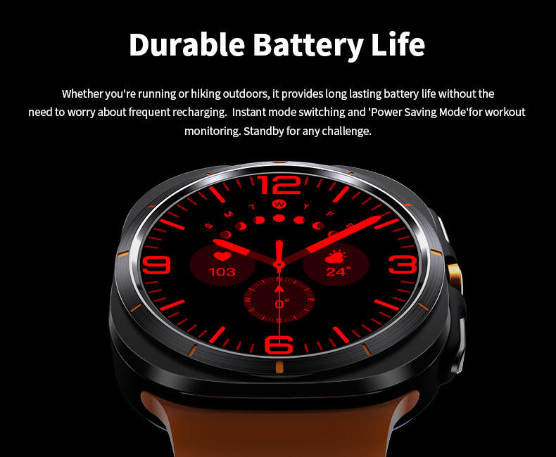 AMOLED W7 Ultra Rugged Wireless Charging Smart Watch 3D Menu Ai Dail SOS Function