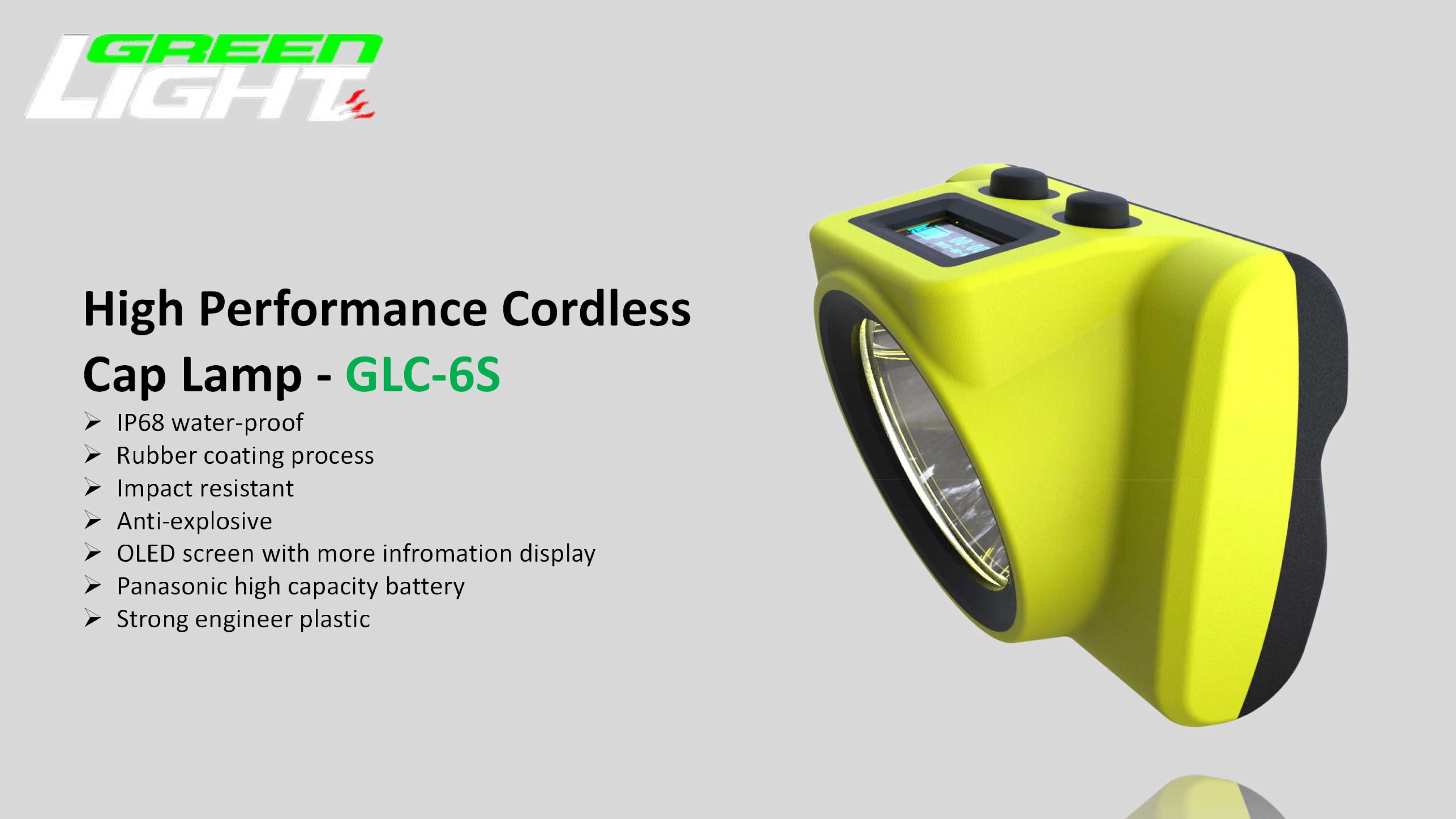 OLED Screen 6.8Ah Cordless Mining Lamp 18000lux USB Charging