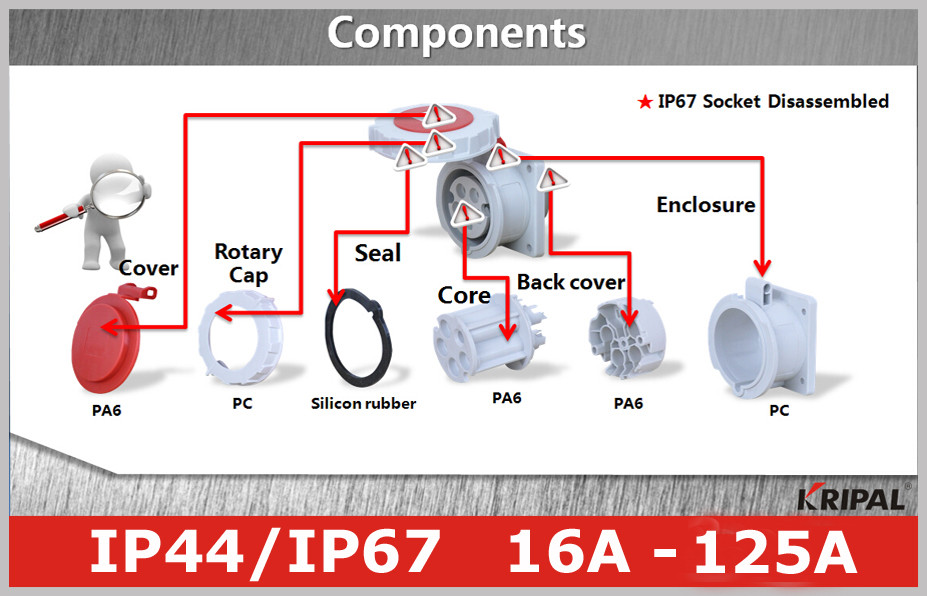 IEC CEE Single Phase Industrial Electrical Sockets And Plugs OEM