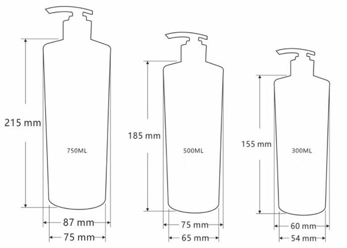 300ml - 750ml PET Empty Shampoo Bottle , Cosmetic Plastic Bottles With Black Lotion Pump