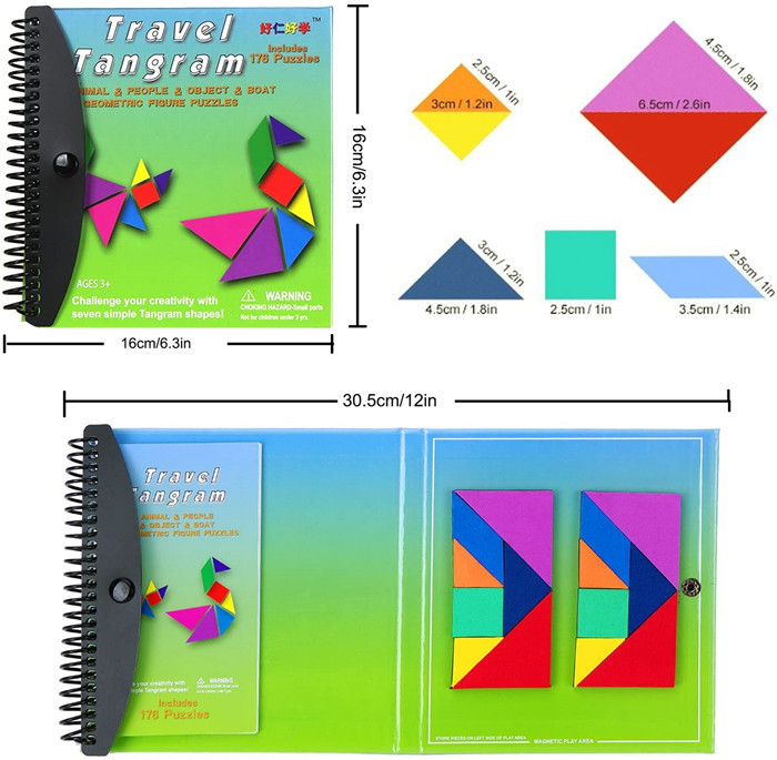 Non-Toxic Harmless Environmental Protection Tangram Puzzle Book Magnetic Activity Set