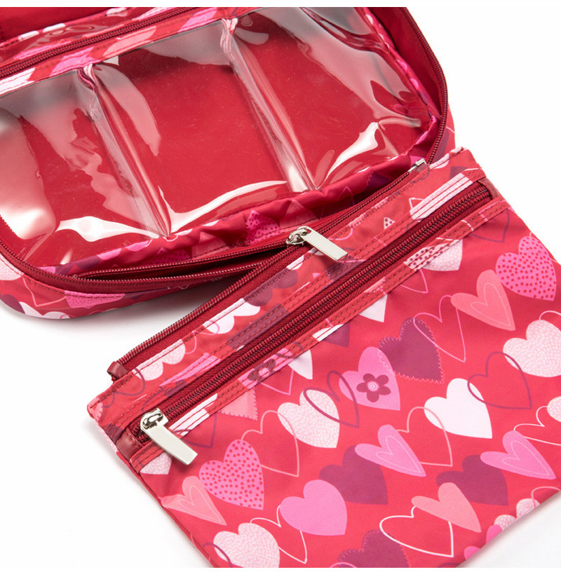 L28*D8*H19CM Portable Vintage Heart Printed Makeup Bag Case