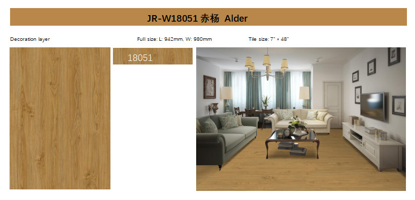 Seamless SPC Vinyl Click Biodegradable Antibacterial Alder Retro Style Burlywood Wood Grain GKBM JR-W18051