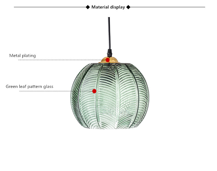Luxury Bedroom Lamp Decor Luminaire Nordic Modern Leaf Glass Pendant Light(WH-GP-172)