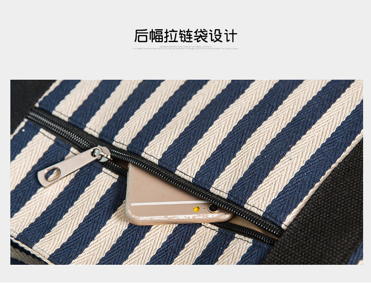 Simple Stripe Diagonal Canvas Tote Bags Single Shoulder Bag