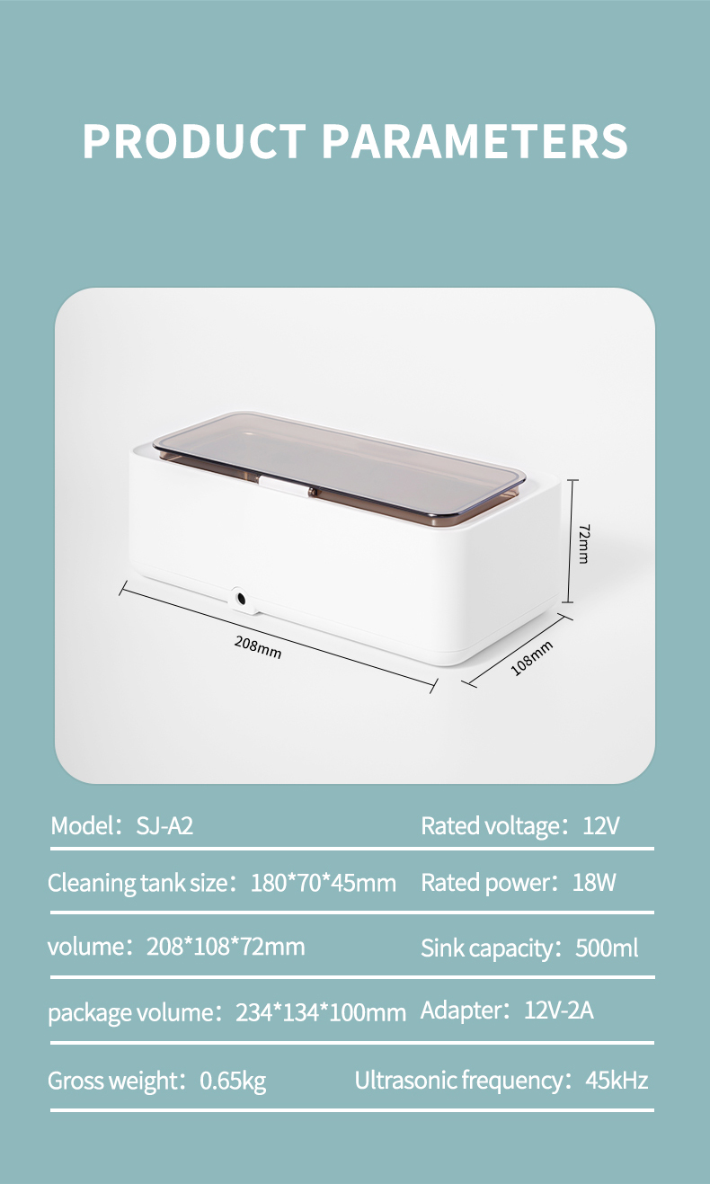 Mini Ultrasonic Washing Machine 450ml Portable Ultrasonic Glasses Cleaner