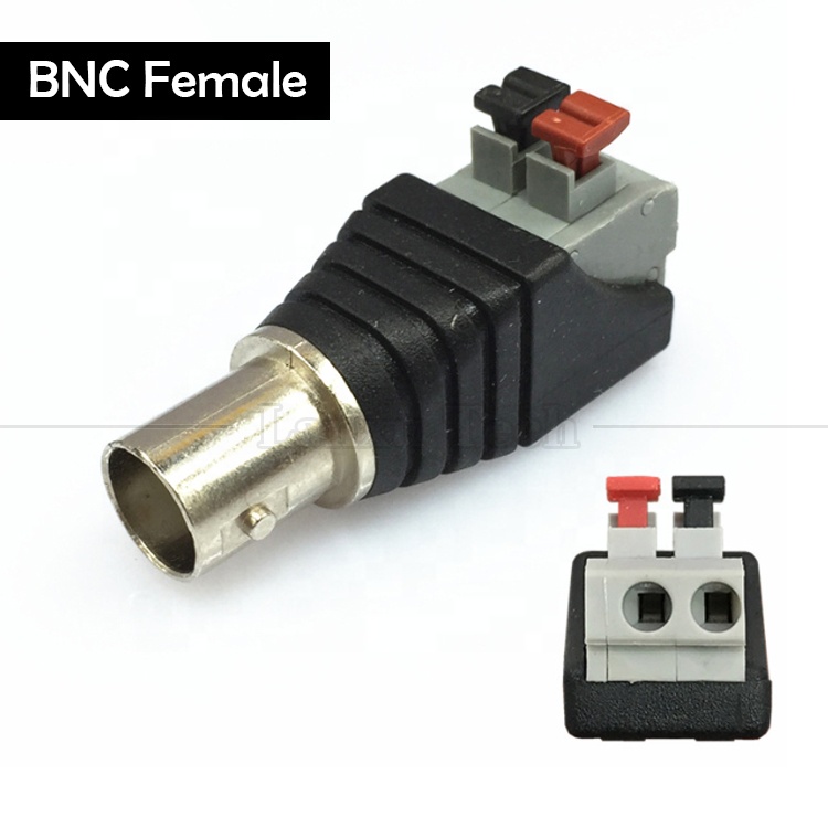 Solderless Screw Terminal 2 Pin Press Button BNC Male Female Connector Power Adapter for CCTV Camera