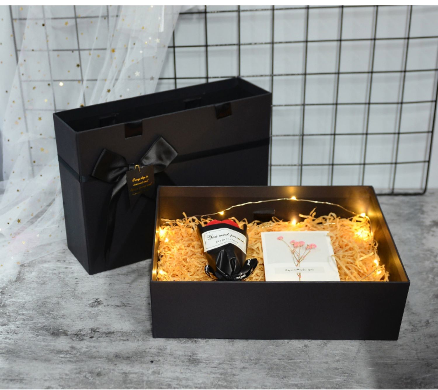Fashion Custom Printing Gift Sliding Drawer Boxes With Ribbon Bow