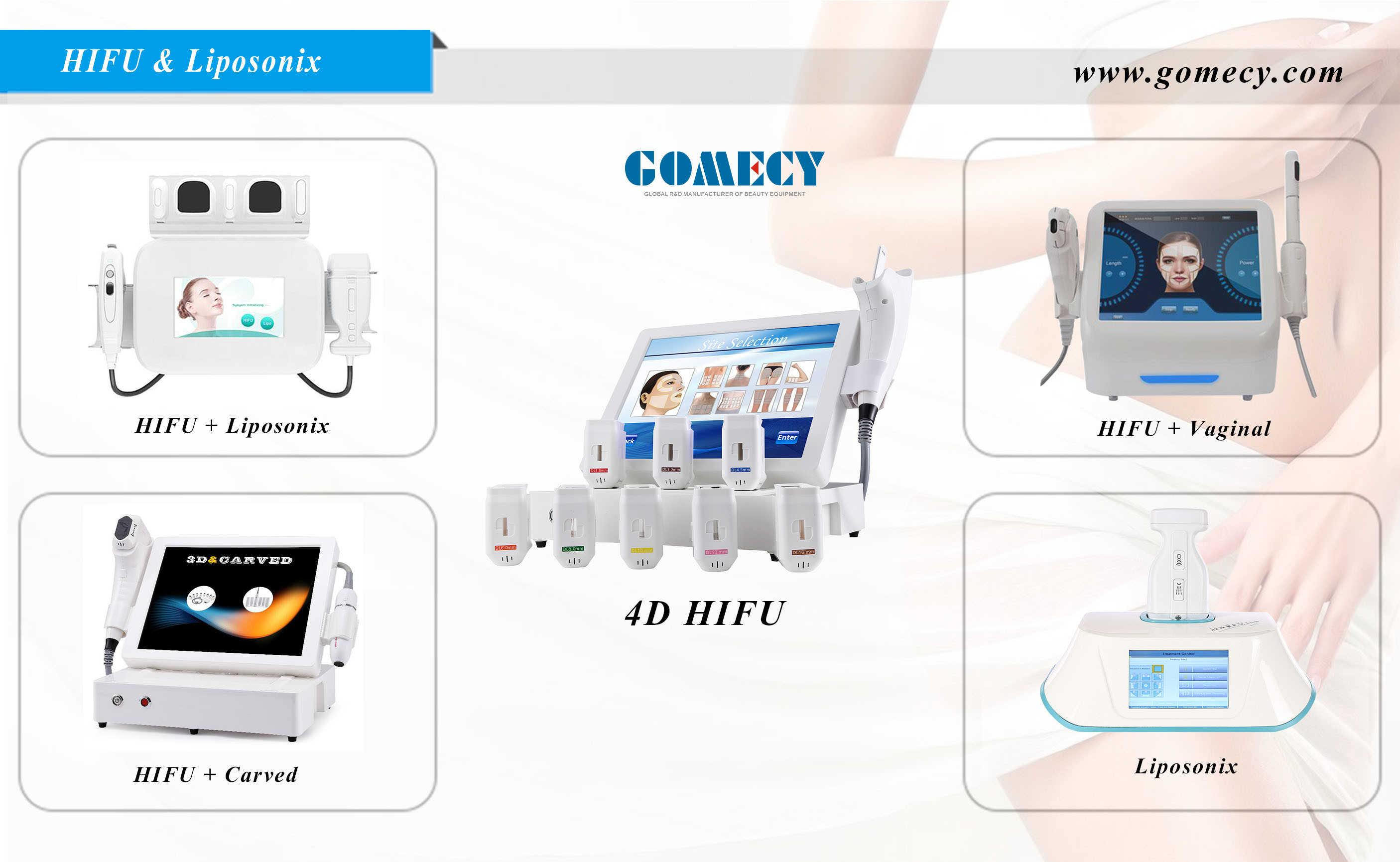 GOMECY 12 Lines 8 Cartridges 4D Hifu Face Lifting Machine Skin Tightening