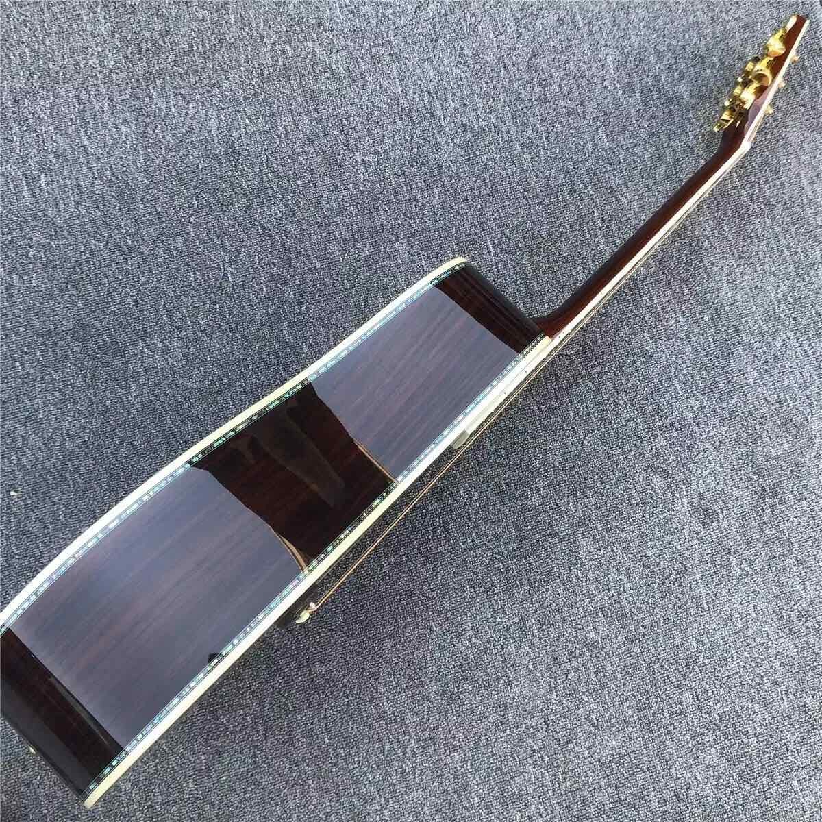 Custom New All Solid Wood Sunburst 41" D Type Acoustic Guitar Abalone Ebony Fingerboard