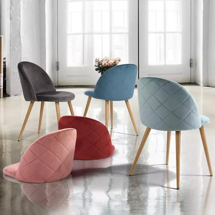 Customizable Wooden Legs Velvet Fabric Restaurant Chairs for Dining Room Furniture