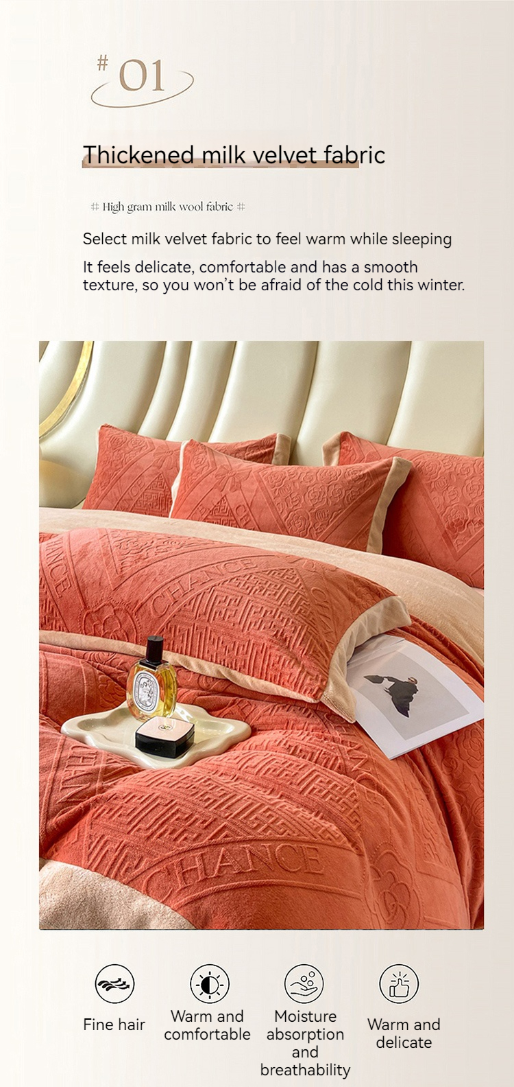 100% Polyester Fabric Winter Bedding Set Design with Luxury Bed and King Size Comforter