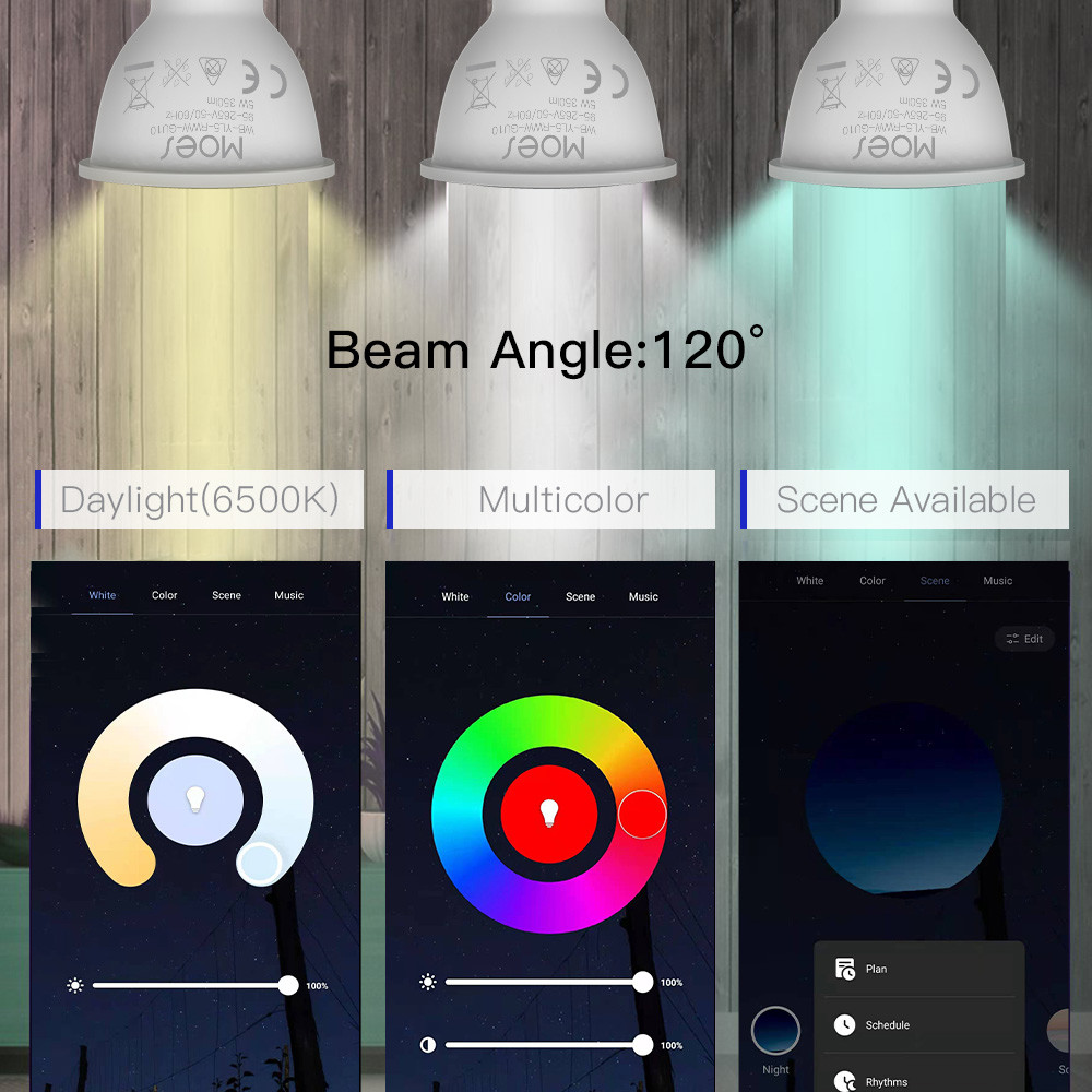 RGBW Wifi Bulb 5W GU10 Smart LED Light Bulbs Works with Alexa Google Home