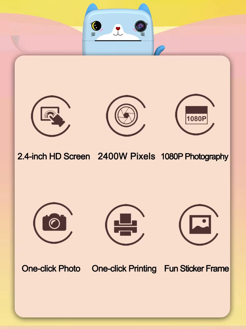 2.4inch Screen Instant Print Childrens Camera Toy Gift ODM