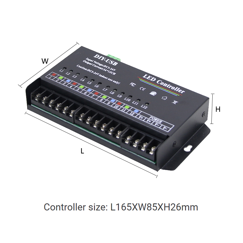 12 Channel Programmable RGB LED Controller 5A×12CH For LED Strip
