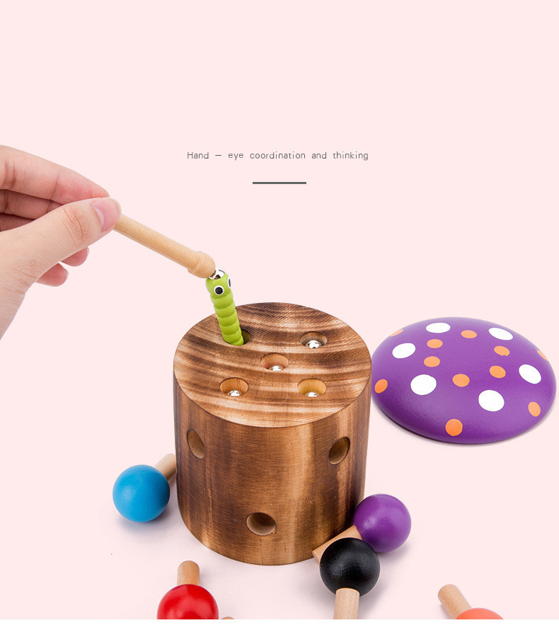 Wooden Catch The Worm Game For Children'S Hand Eye Coordination Training