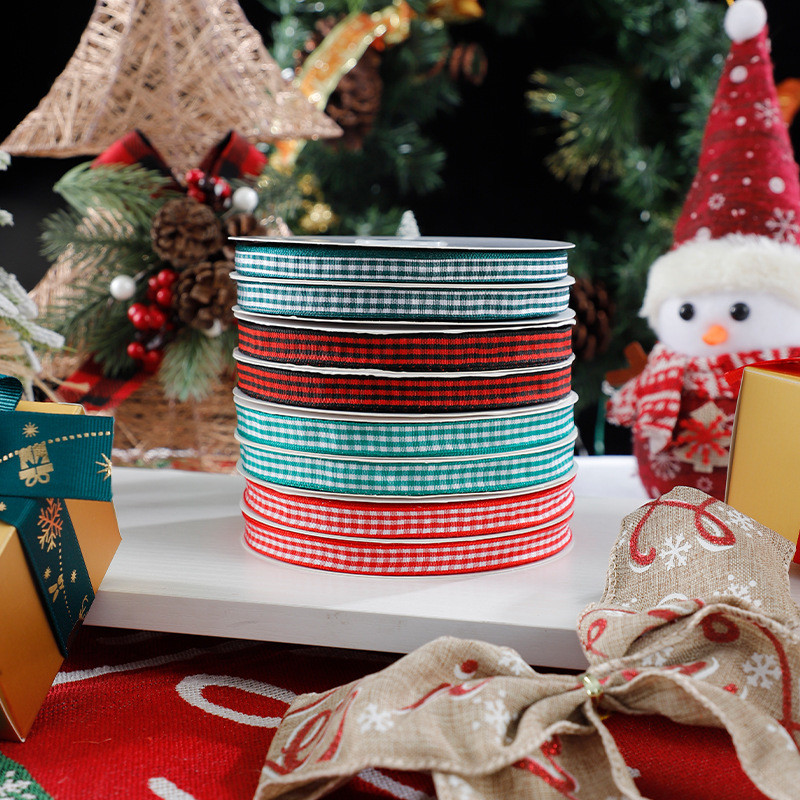 1cm*45m Chritsmas Printed Ribbon For Gift Packing And Garment Accessories