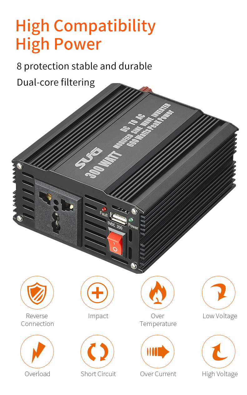 300W Off Grid Power Solar Car Inverter For Home Use