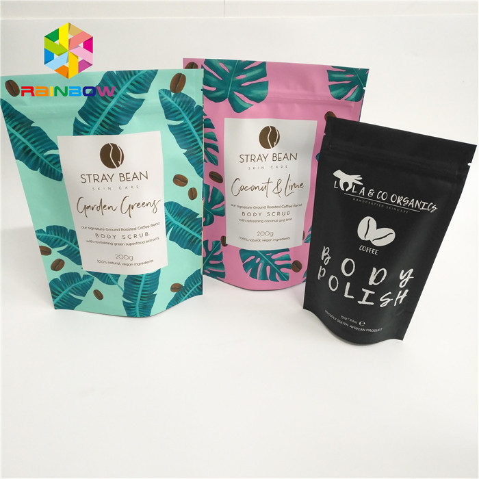 Aluminum Foil Stand Up Coffee Pouches , Plastic k Bags With Tear Notches