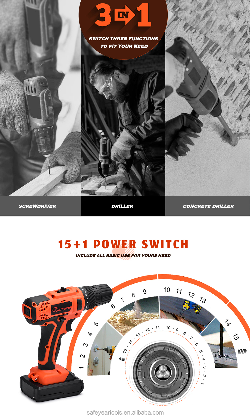 28N.M Brushless Cordless Tool Set 21Volts Cordless Power Drill Tools 1500MA Battery