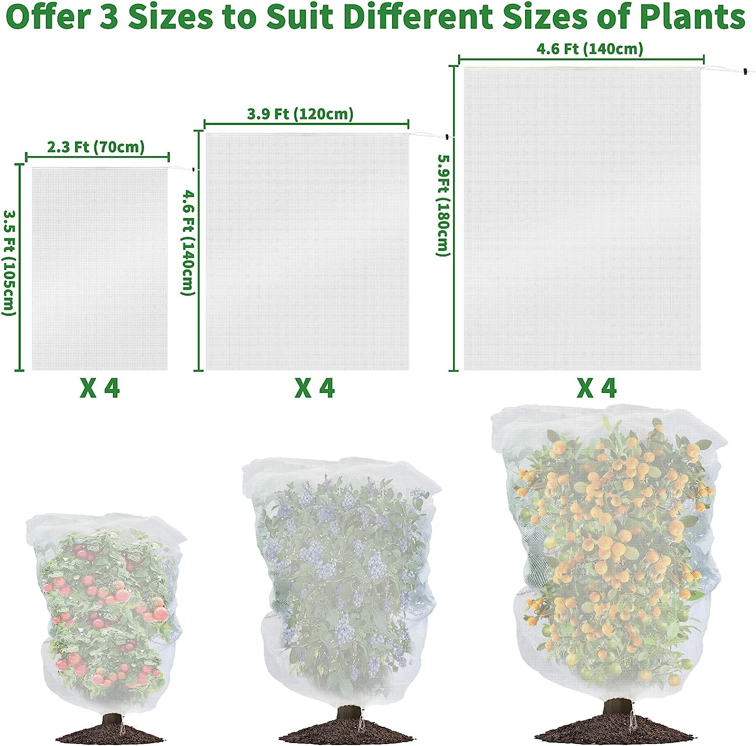 Plant Freeze Protection Covers 32 x 47 Inch Winter Shrub Cover Tree Frost Blanket Drawstring Winter Frost Prote